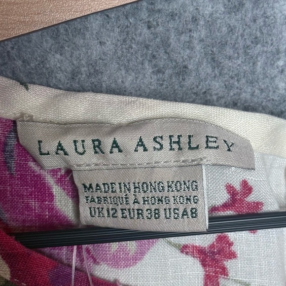 NWT Laura Ashley Floral Linen Dress- Sz‎ 8/12UK - Picture 5 of 6